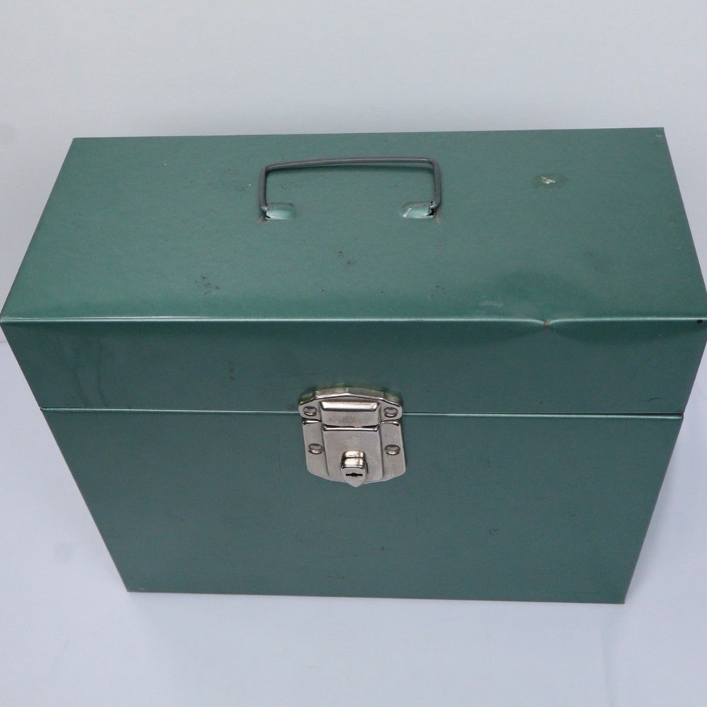VTG Office Supply / Storage MCM Hamilton Skotch Porta-File Green Metal Box - Picture 2 of 9